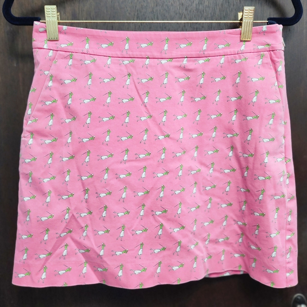 RALPH LAUREN GOLF Pink Skort Skirt Stretch Cotton Size 4 - FUN Lady Golfer Print